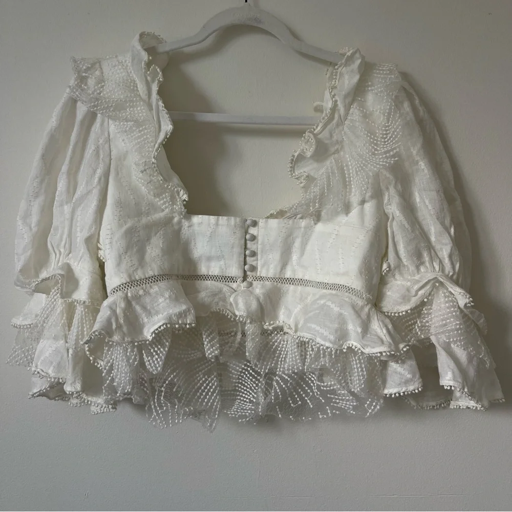 ACLER Basque Ruffle Top - Ivory - Picture 9 of 12